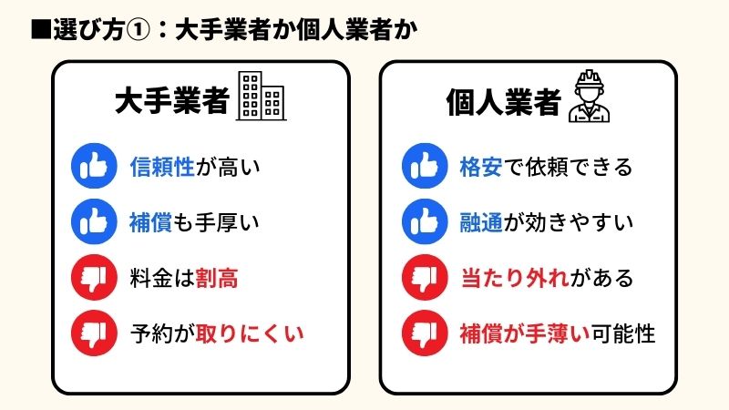 ハウスクリーニング大手と個人の違い