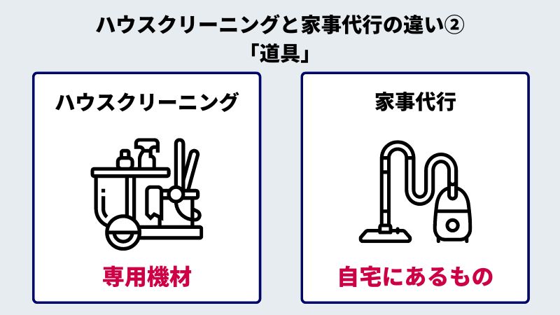 ハウスクリーニングと家事代行の違い「道具」