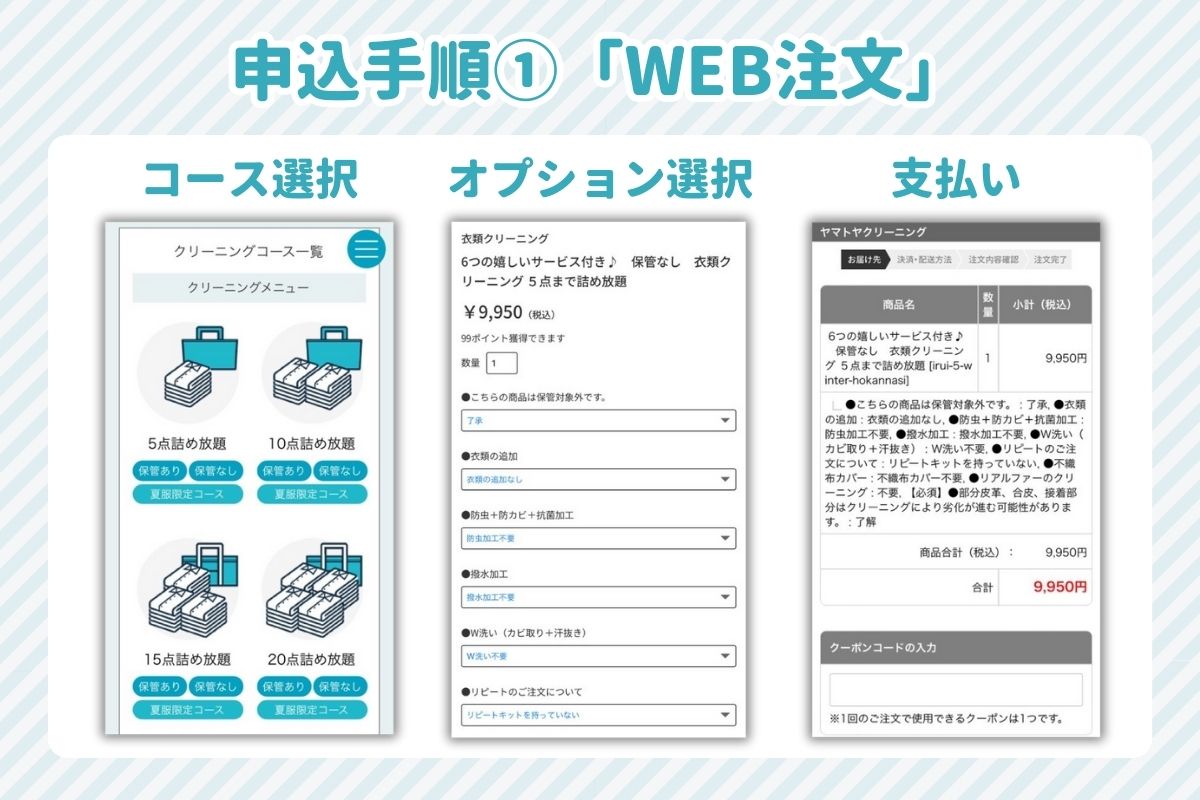 ヤマトヤクリーニング申込手順①WEB注文